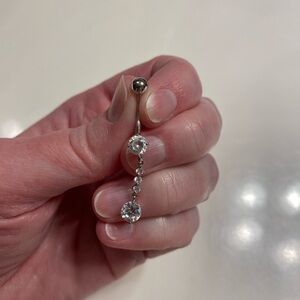 Banter by Piercing Pagoda White gold CZ dangle navel ring